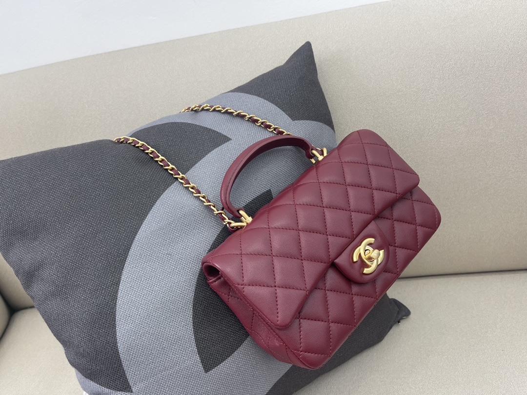 Small Classic Flap Lambskin Handbag Shoulder Bag AS2431 Burgundy